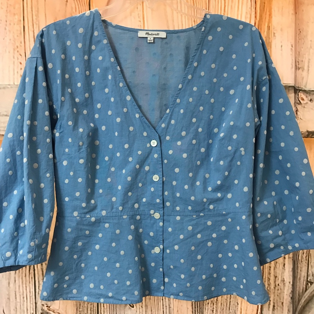 Madewell Polka Dot Peplum Blouse